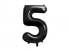 Folinis balionas "5", juodas (86cm)